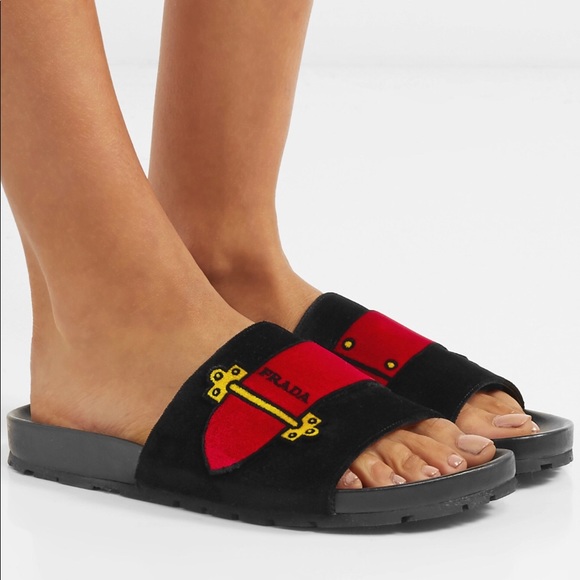 Prada velour buckle slides EU37 - Picture 1 of 7